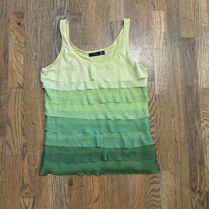 Vintage Y2K Apt. 9 Green Ombre Layered Ruffle Tank Top